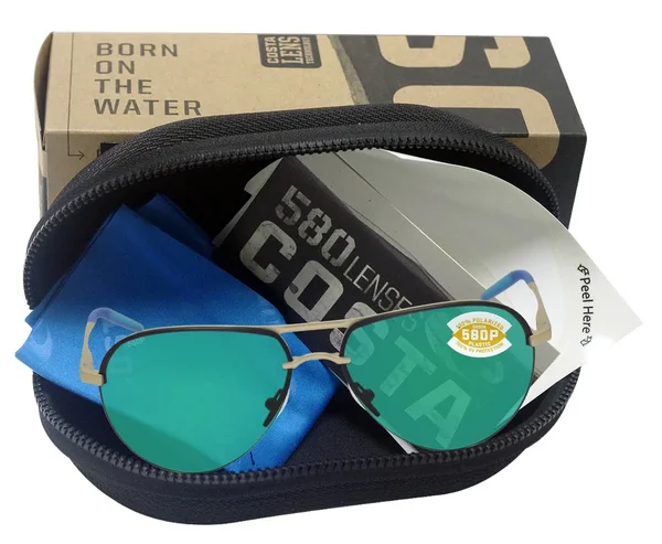 Costa Del Mar Sunglasses Helo Matte Champagne Blue, Turquoise Green Mirror 580P