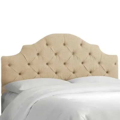 Tufted Notched Upholstered Panel Headboard Wayfair Custom Upholstery Size: California King, Upholstery: Linen Sandstone