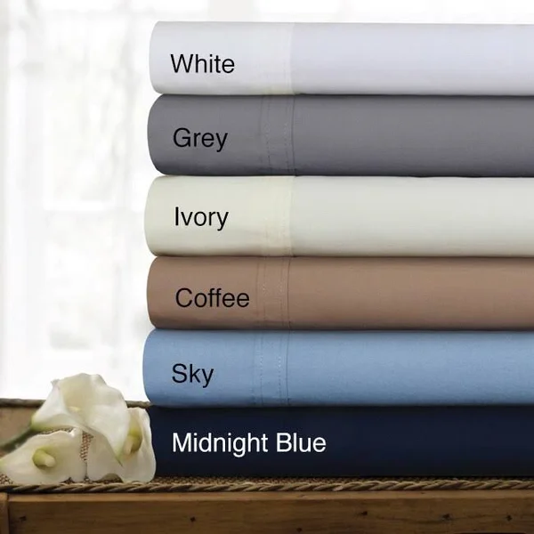 Tribeca Living 300 TC Cotton Percale Extra Deep Pocket Oversized Bed Sheet Set - Full - Ivory