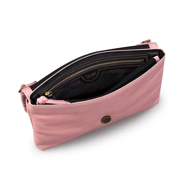 The Sak Legend Flap Clutch Crossbody Bag, Black Leather