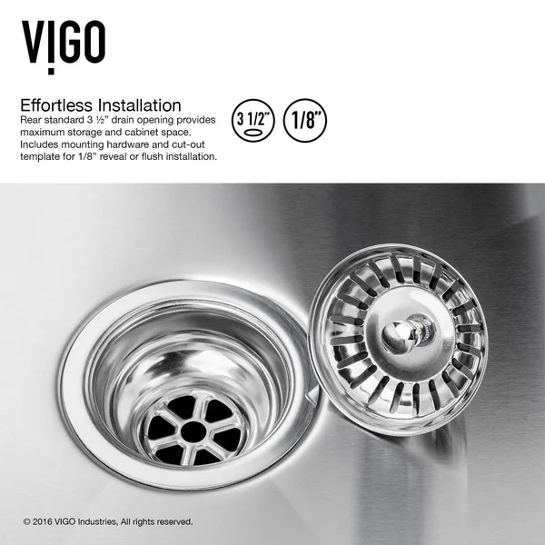Vigo VG15182 All in One 29x22 Undermount Stainless Steel Double Bowl Kitchen Sink and Faucet Set