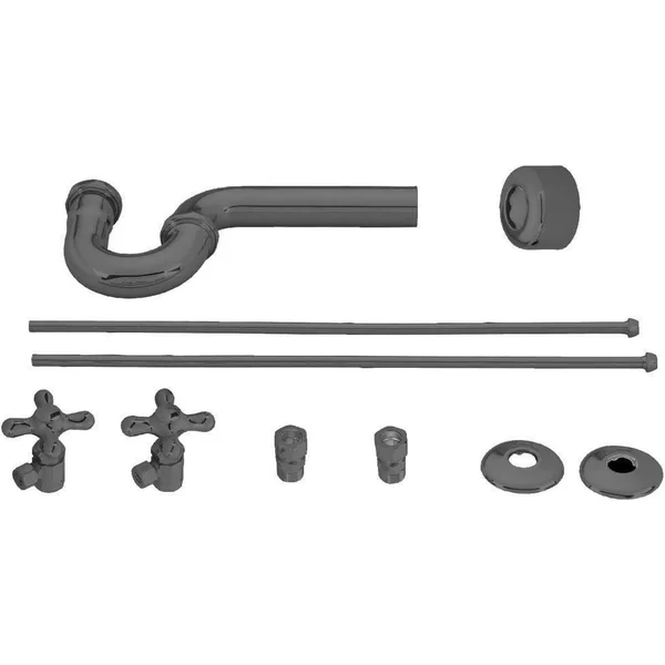 Westbrass D1838L-07 Traditional Pedestal Lavatory Kit - Cross Handles - Satin Nickel
