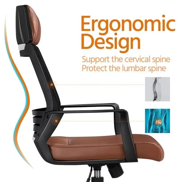 Smilemart Adjustable Ergonomic Mesh Swivel Office Chair - Brown