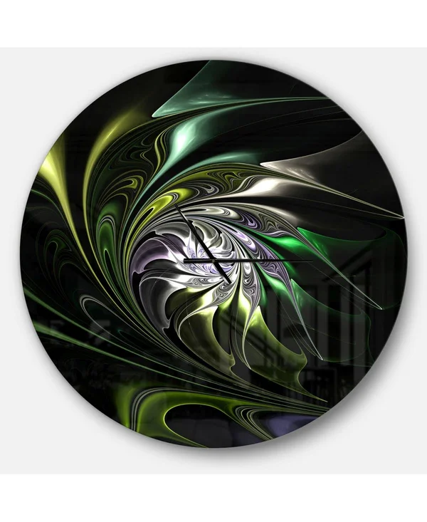 Designart Multi Colored Green Stained Glass Aluminum Wall Clock in Green