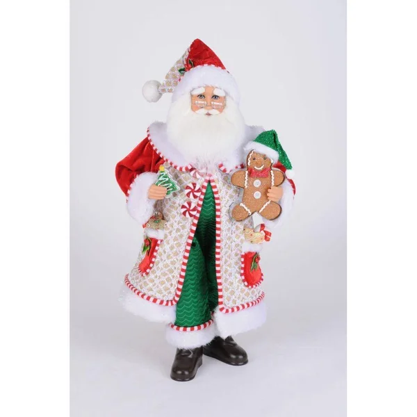 Karen Didion Originals Whimsical Gingerbread Santa Figurine, 19 Inches