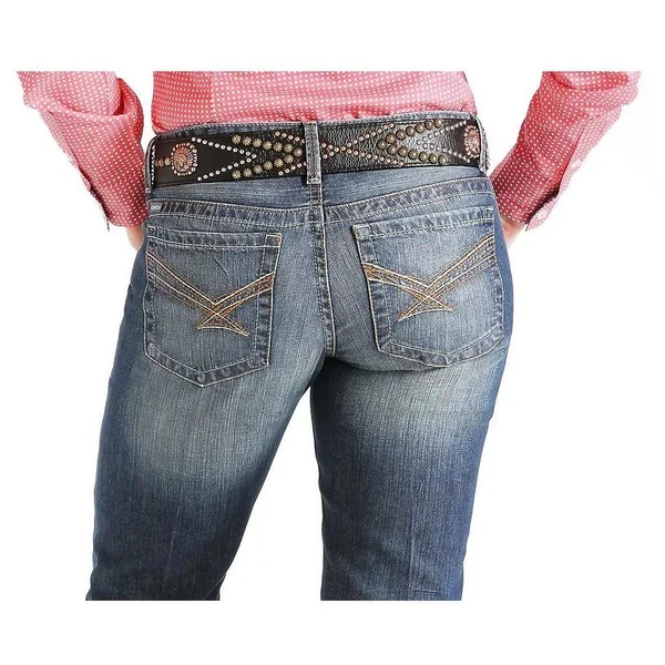 Cinch Western Denim Jeans Womens ADA Whiskering Med MJ80252071