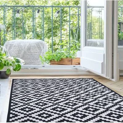 Hodder Southwestern Black Indoor - Outdoor Area Rug Foundry Select Rug Size: Rectangle 8& x 10&