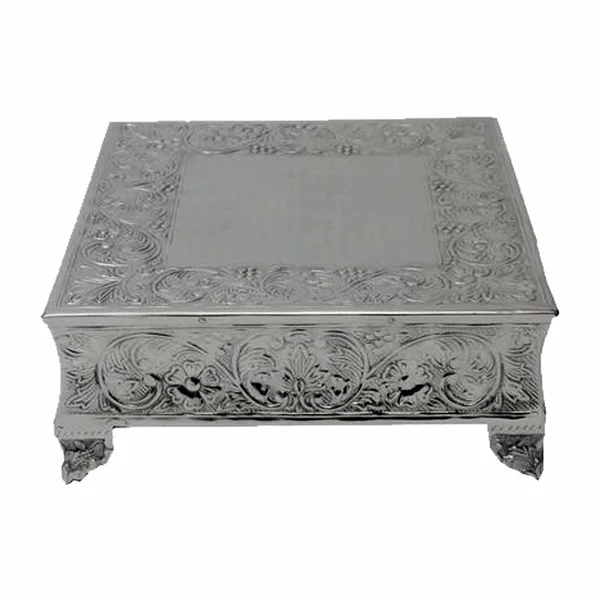 GiftBay Creations 751-18s-ama Wedding Square Cake Stand 18-inch Silver
