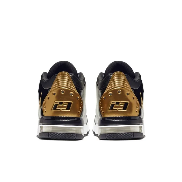 Jordan Air Big Fund Premium White Metallic Gold Black Mens Basketball Shoes - Men's, Size: 9.5
