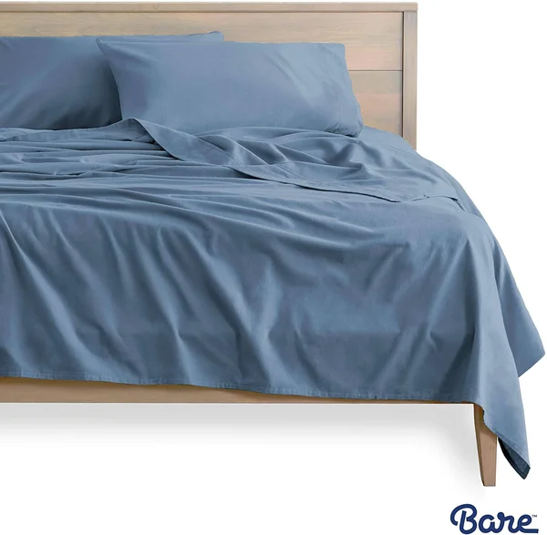 Bare Home Velvety Soft 100% Cotton Flannel Sheet Set Deep Pocket - Full - Coronet Blue