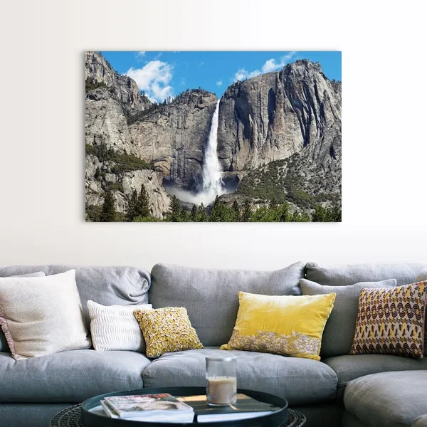 View of Yosemite Falls in SPRING - Yosemite National Park, California, Canvas Wall Art, 60x40, Great Big Canvas