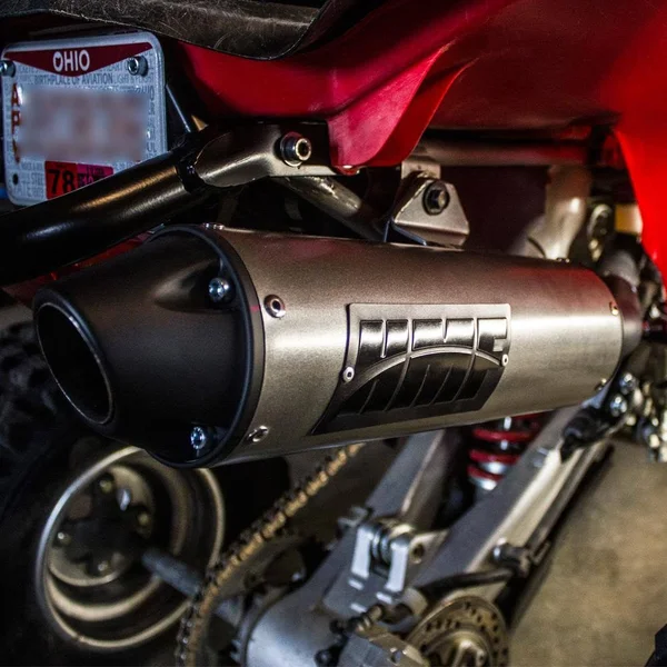 HMF Racing Brushed Performance Full System Exhaust for Honda TRX 400EX 99-14 End Cap- Turn-Down-Black