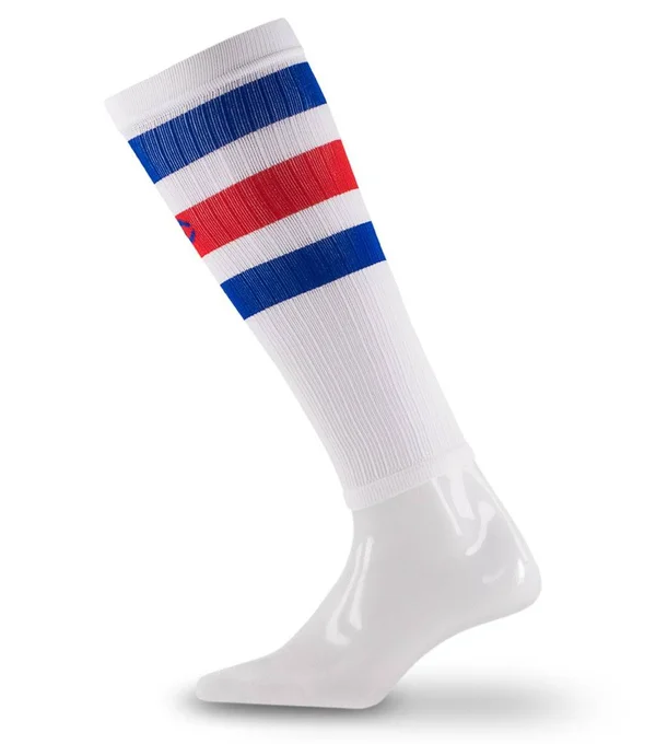 Pro Compression Calf Sleeves - White, Red & Blue Stripe, S/M, Best Compression Sleeves for Men, Women, Running, Sports
