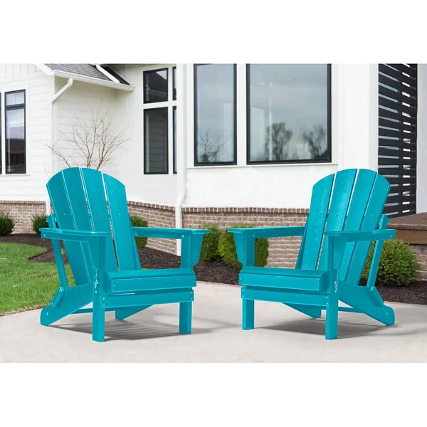 Laguna Folding Adirondack Chair (Set of 2) - Pacific Blue