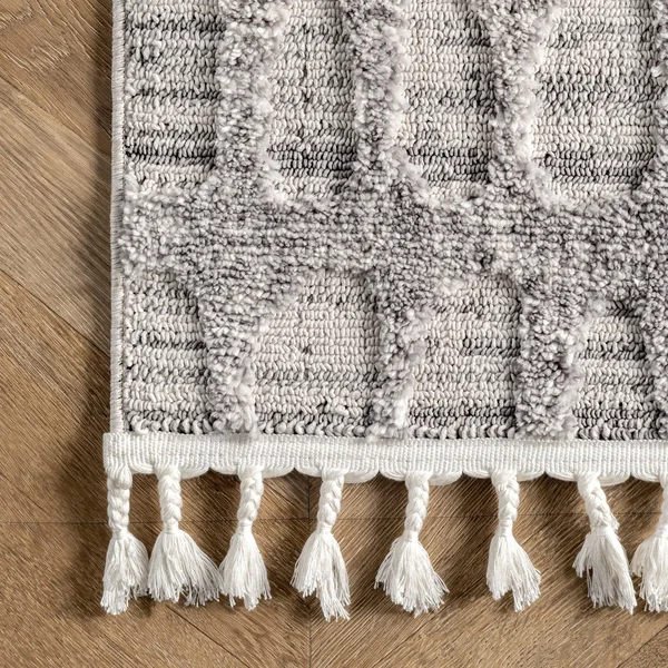 nuLOOM Jean Textured Ovals Tassel Area Rug - 4' x 6' - Grey