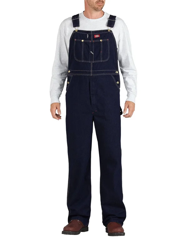 Dickies Overalls: Men's DB100 Rnb Rinsed Indigo Blue Bib Overalls