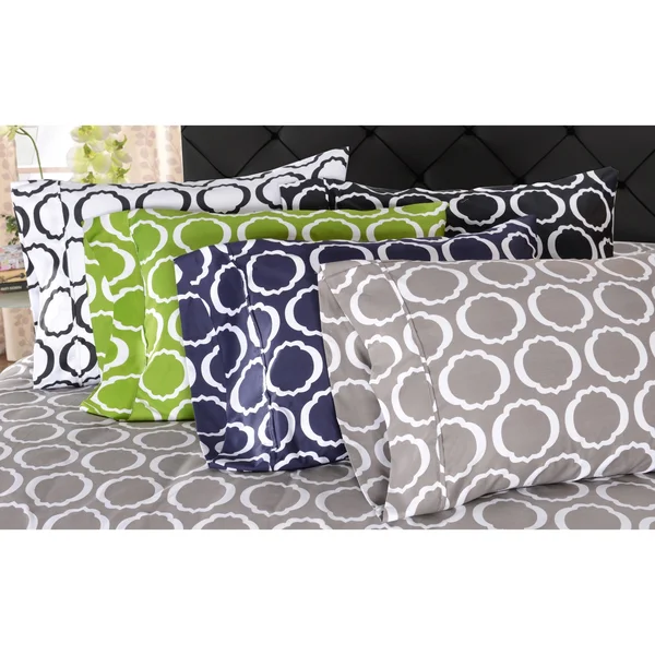 Superior Scroll Park Cotton Rich 600 Thread Count Sheet Set - California King, White/Black