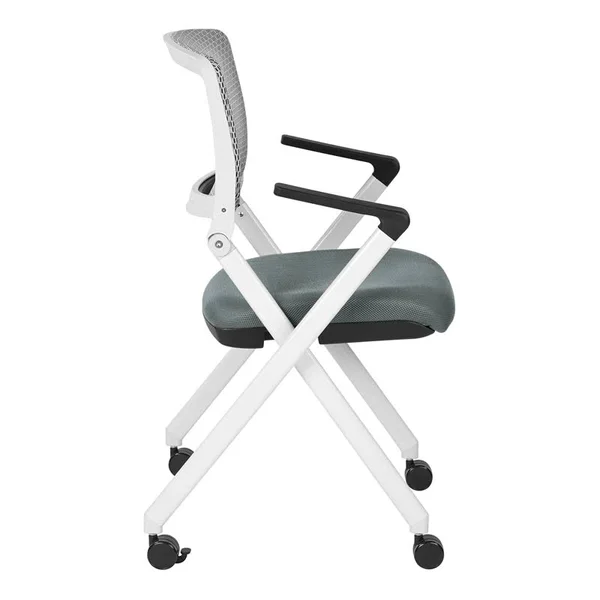 Folding Chair with Breathable Mesh Back and Gray Fabric Mesh Seat