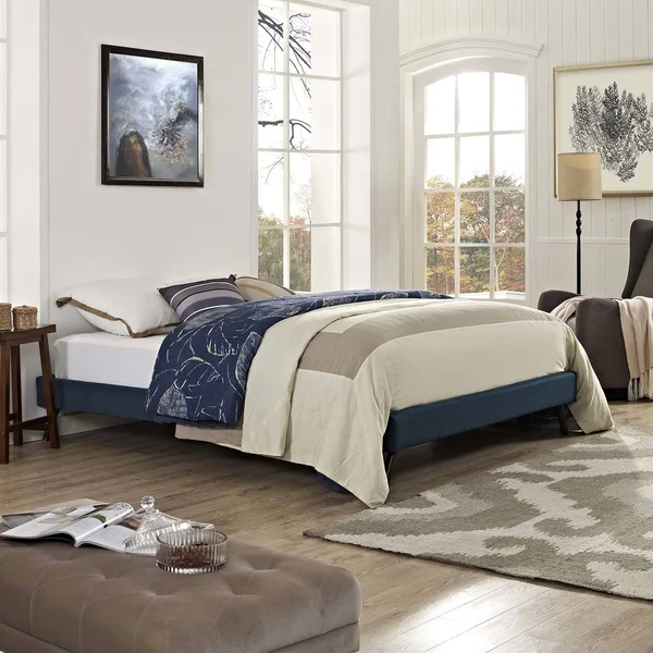 Modway Loryn King Fabric Bed Frame with Round Splayed Legs - Beige