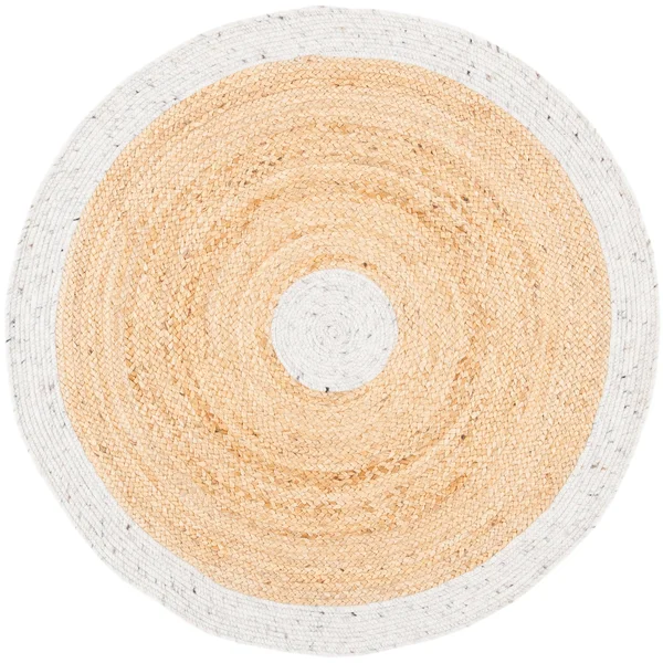 Safavieh BRD910F-3R 3 x 3 ft. Braided Contemporary Round Rug Light Grey & Natural