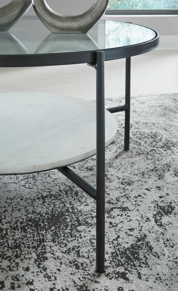 Signature Design by Ashley Zalany Black/White Round Cocktail Table