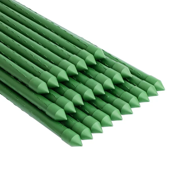 Feed Garden Garden Stakes 83 inch 7ft 25 Pack, Sturdy Plant Metal Sticks Support, Plastic Coated Plant Stakes, Tomato Stakes, Beans