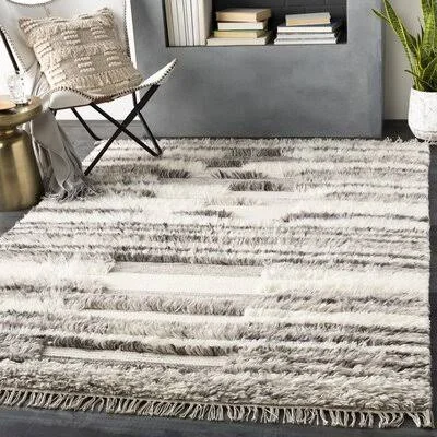 Rafe Striped Handwoven Wool Dark Brown/Cream Rug AllModern Rug Size: Rectangle 3&6x22 x 5&6x22