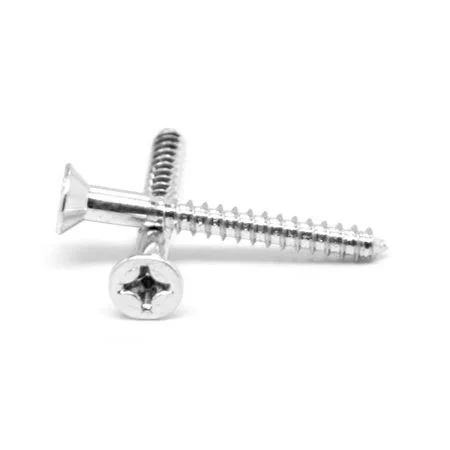 #14 x 3 inch Wood Screw Phillips Flat Head Low Carbon Steel Zinc Plated Pk 500