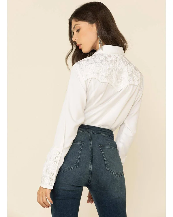 Scully Women's Floral Embroidered Western Shirt