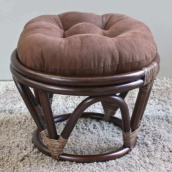 International Caravan Rattan Ottoman with Micro Suede Cushion - Java