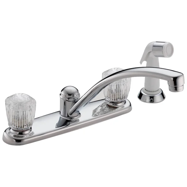 Delta 2402LF Classic Chrome Two Handle Kitchen Faucet with Spray