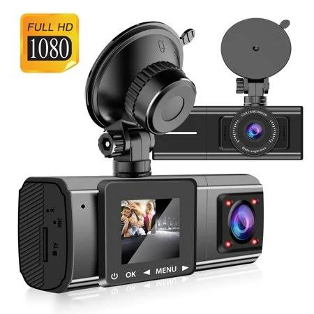 Dual Car Camera - Tsv FHD 1080p Dual Lens Car DVR Dash Cam Front and INSIDE, Cars LCD Screen Recorder with Night Vision Wide Angl