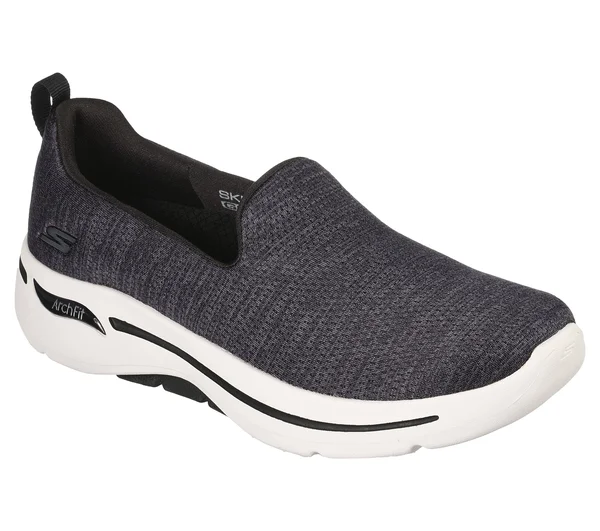Skechers Women's GOwalk Arch Fit - Unlimited Time Walking Shoes, Black/White, 11.0