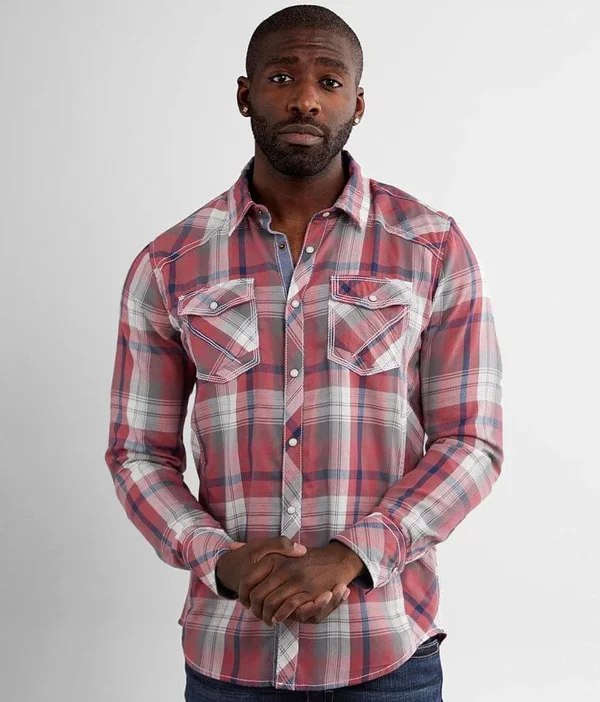 Bke Plaid Standard Shirt - Pink Medium - Men's