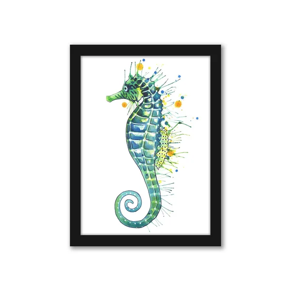 Americanflat Seahorse Green Framed Wall Art, Multicolor, 15x12