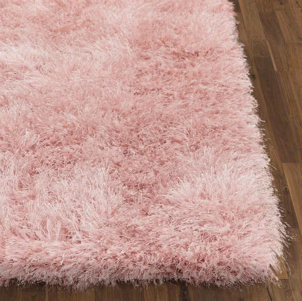 Well Woven Kuki Chie Glam Solid Textured Ultra-Soft Plush Pink 5&3 inch x 7&3 inch Two-Tone Shag Area Rug