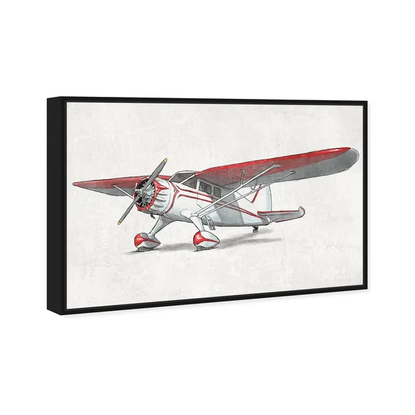 Oliver Gal 'Vintage Aviator II' transportation Wall Art Framed Canvas Print Airplanes - White, Red - 45 x 30 - Gold