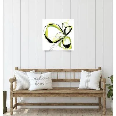 Abstract Citron Bloom by Jan Weiss - Unframed Graphic Art Print on Paper Wrought Studio Format: Wrapped Canvas - Size: 24x22 H x