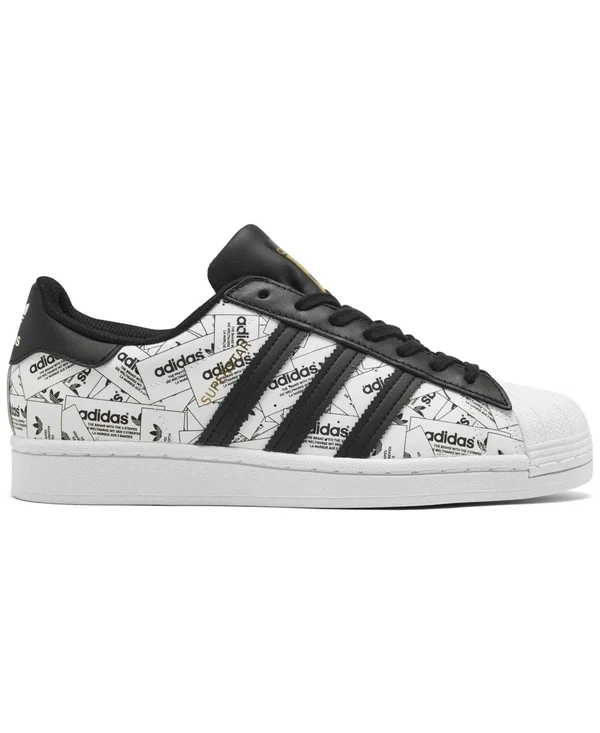 Adidas Superstar White/Black Print Men's Shoes - Size: 10