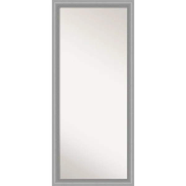 Amanti Art Peak Polished Nickel Framed Floor Leaner Mirror in Silver