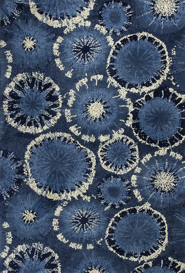 Kas Allure 4050 Blue Starburst Rug - 2 ft 3 in x 7 ft 6 in Runner
