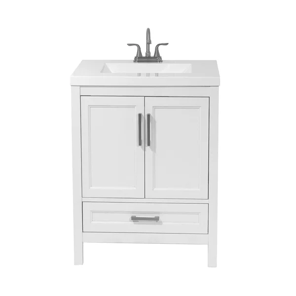 Solerno Bath Vanity with Cultured Marble or Quartz Stone Top (Color: White, Vanity Top: Quartz Galaxy Black, Size: 31x22)