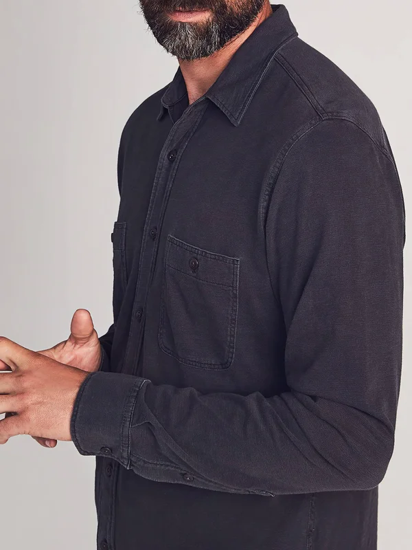 Faherty Knit Seasons Shirt Men's Clothing Washed Black : 2XL