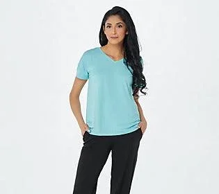 Anybody SeaWool Boyfriend V-Neck Tee - Size Medium, Sky Blue