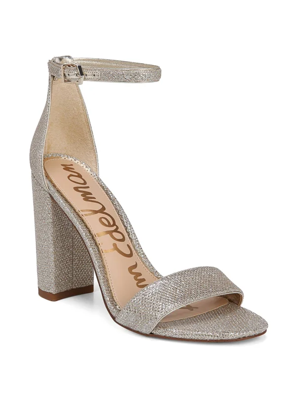 Sam Edelman Yaro Ankle Strap Sandal Heel Jute Glam Mesh 1 - Women's, Size: 9.5, Gold
