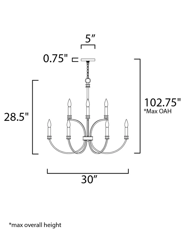 Maxim Charlton 9-Light Chandelier - Black, Antique Brass - 11377BKAB
