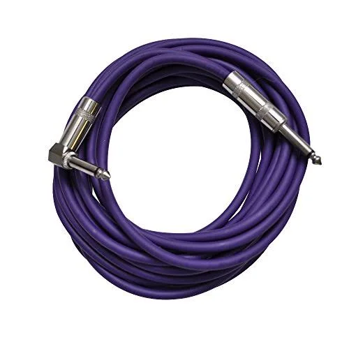 Seismic Audio 6 Pack of Colored 20 Foot Right Angle to Straight Guitar Instrument Cables Multi-colors - SAGC20R-BRPGYO
