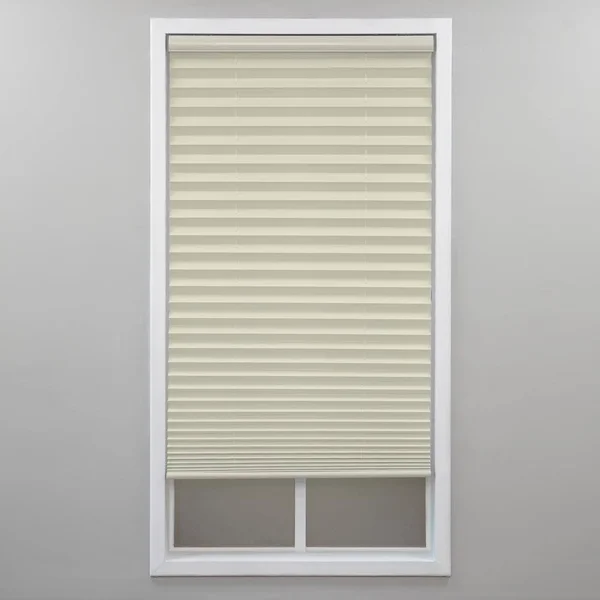 Perfect Lift Window Treatment Cut-to-Width Ecru Cordless Light Filtering Polyester 1 in. Pleated Shade 48.5 in. W x 64 in. L, Wh