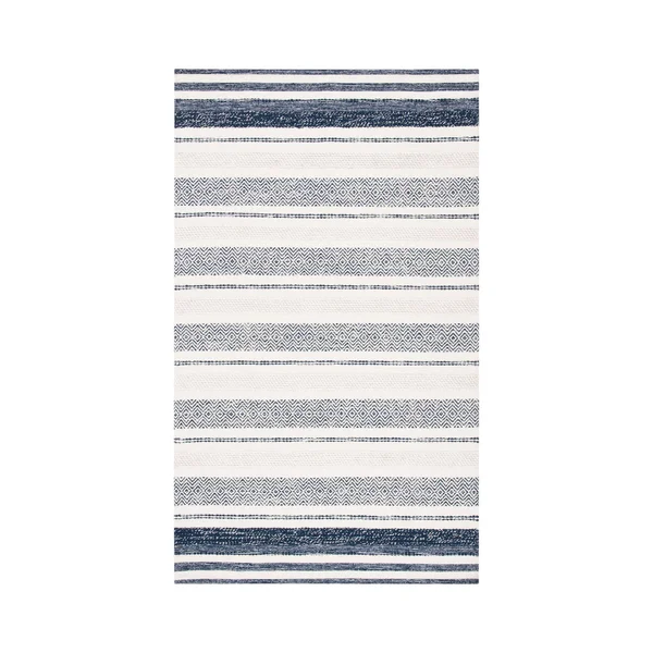 Safavieh Striped Kilim Rug Collection STK502A - Ivory, Navy - 8' x 10'