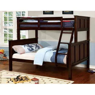 Furniture of America Gracie Collection Dark Walnut Finish Wood Twin Over Full Bunk Bed - 82" x 59" x 65